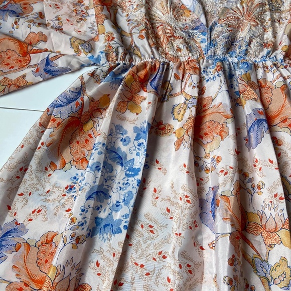 NWOT KARYN SEO HAND EMBROIDERED SILK BLEND MIDI DRESS KIMONO EMPIRE WAIST BOHO - Picture 11 of 15